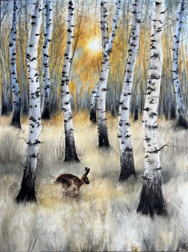 Birkenslalom by Annett Coumont, 油畫 for Sale on Singulart