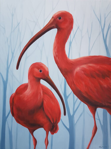 Scarlet Ibis Duo by Daria Startseva, 油畫 for Sale on Singulart