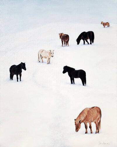 In the Winter Field by Daria Startseva, 油畫 for Sale on Singulart