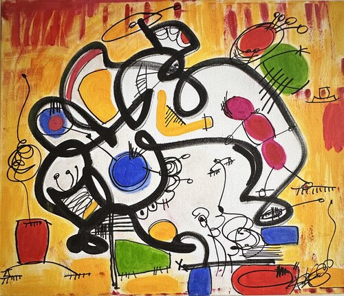 Chromatic Conversations, an abstract painting van Regia Marinho, Schilderij te koop op Singulart