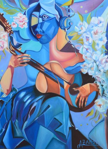 La_soeur_jumelle2 van Ahmed ZAIBI, Schilderij te koop op Singulart