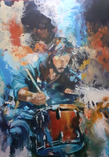Le bateur_METTALIKA di Ahmed ZAIBI, Pittura in vendita su Singulart