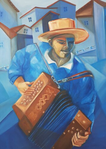 L_accordioniste_De_Tabarka van Ahmed ZAIBI, Schilderij te koop op Singulart