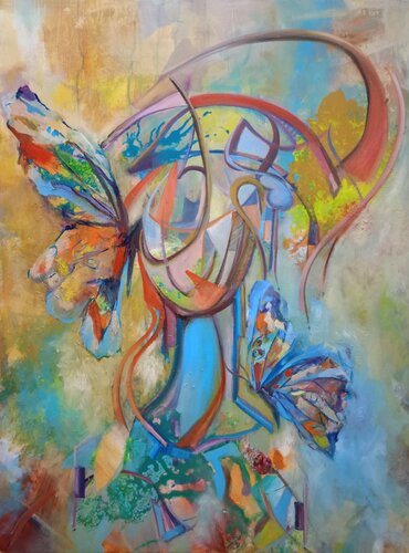 Reflexion_Happy_Papillion di Ahmed ZAIBI, Pittura in vendita su Singulart