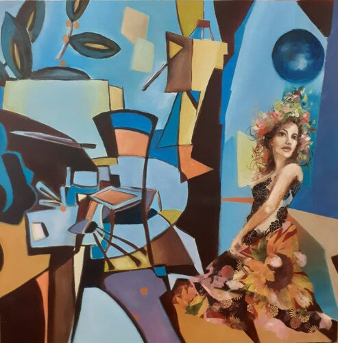 Femme_Hippie van Ahmed ZAIBI, Schilderij te koop op Singulart