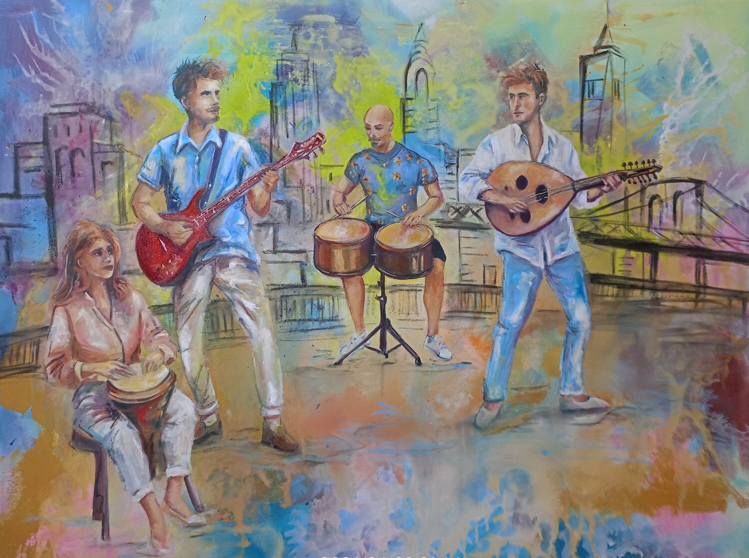 La_Troupe Ahmed ZAIBI Original painting for sale