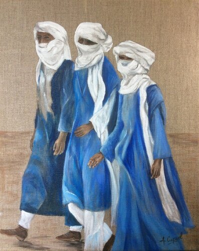 Les touaregs di annie cuquel, Pittura in vendita su Singulart