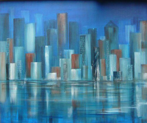 City bleue von annie cuquel, Malerei kaufen auf Singulart