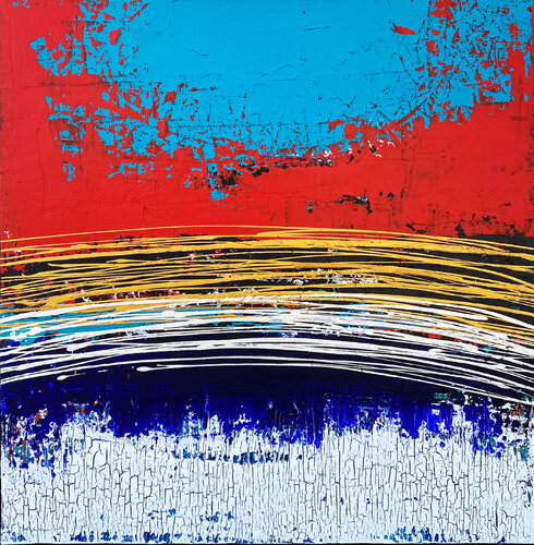 Turquoise et rouge von Alexander Wyhnalek, Malerei kaufen auf Singulart