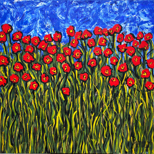 Champ de coquelicots von Alexander Wyhnalek, Malerei kaufen auf Singulart