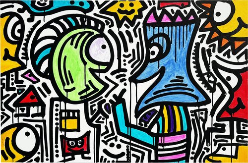 Colorful Friends van Alexander Wyhnalek, Schilderij te koop op Singulart