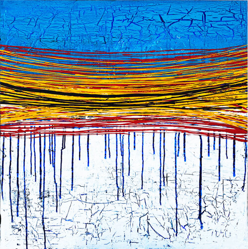 Turquoise et blanc van Alexander Wyhnalek, Schilderij te koop op Singulart