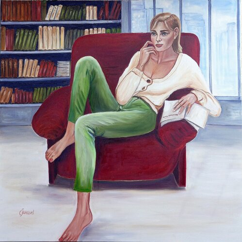 le fauteuil rouge di colette jurquet, Pittura in vendita su Singulart