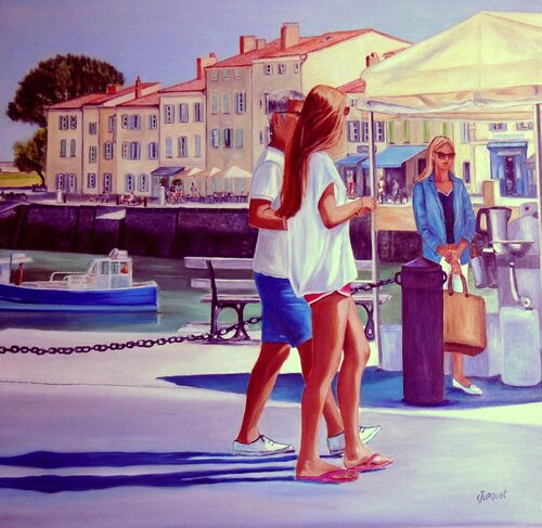 ¨Promenade sur le port van colette jurquet, Schilderij te koop op Singulart