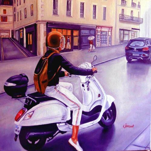 Découverte de la ville van colette jurquet, Schilderij te koop op Singulart
