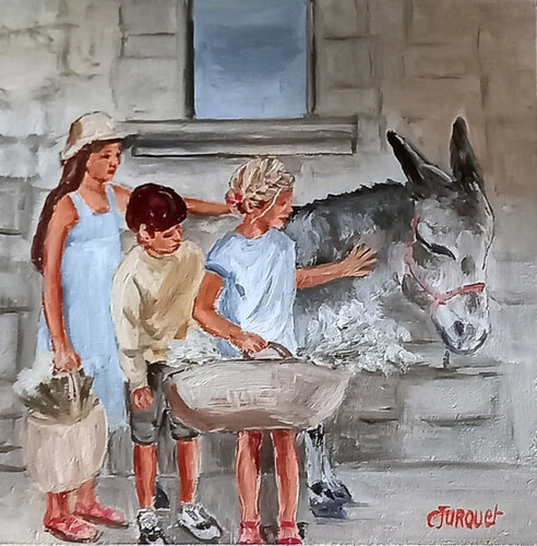 notre ami le petit âne van colette jurquet, Schilderij te koop op Singulart