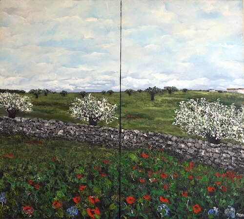 Los tres almendros - "Dípticos" by Carmen Mira, Painting for Sale on Singulart