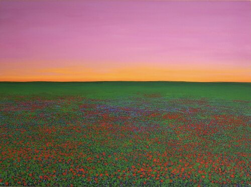 Atardecer con amapolas van Carmen Mira, Schilderij te koop op Singulart