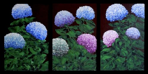 Hortensias con tonos suaves de Carmen Mira, Pintura a la venta en Singulart
