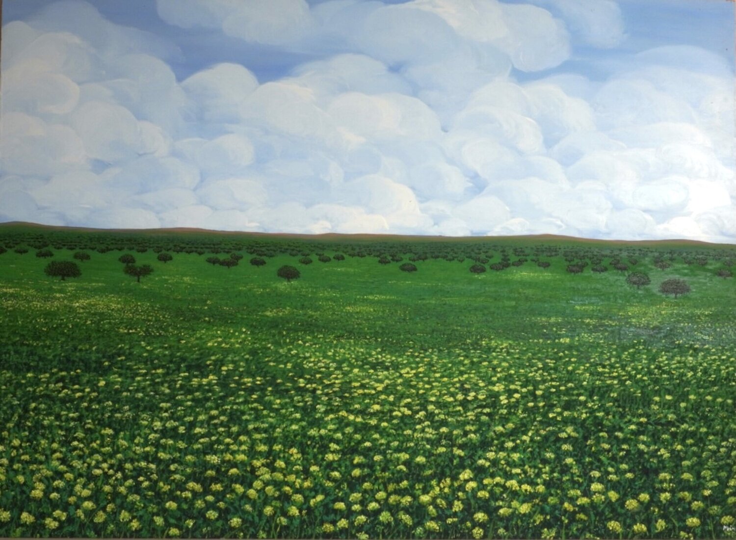 Campo amarillo y nubes de lluvia Carmen Mira Originalgemälde zu verkaufen