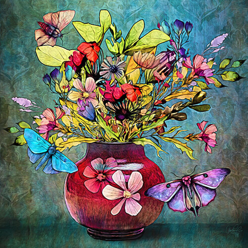 Flowers and Butterflies di Dan Lavery, Digitale in vendita su Singulart