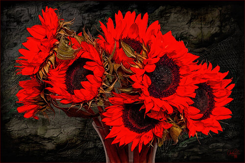 Sanguine Sunflowers di Dan Lavery, Digitale in vendita su Singulart