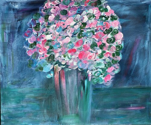 Flowers • Bloom Heart Explosion • de Margitta Mikus, Pintura a la venta en Singulart
