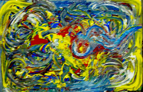 espermatozoide na vagina 1 signo de Deus 40x60 acrilico sobre tela van Celso PREI, Schilderij te koop op Singulart