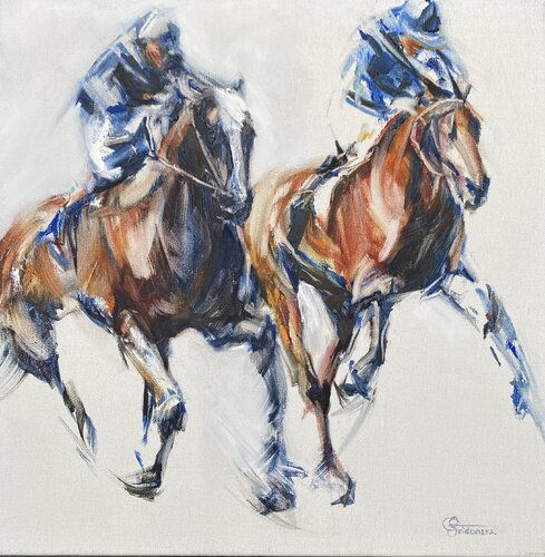 The horse racing di Galyna Svidzynska, Pittura in vendita su Singulart