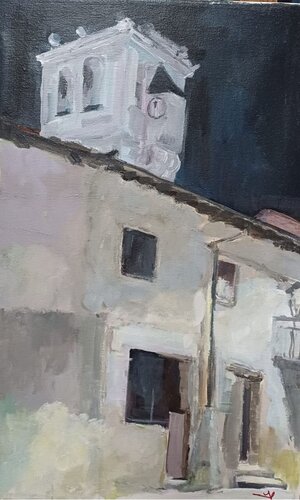 Nocturno, el Campanario by Susana Martínez Orgaz, Painting for Sale on Singulart