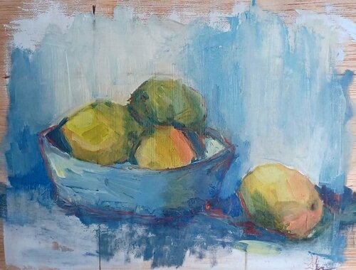 Bodegón con lápiz rojo par Susana Martínez Orgaz, Peinture en vente sur Singulart