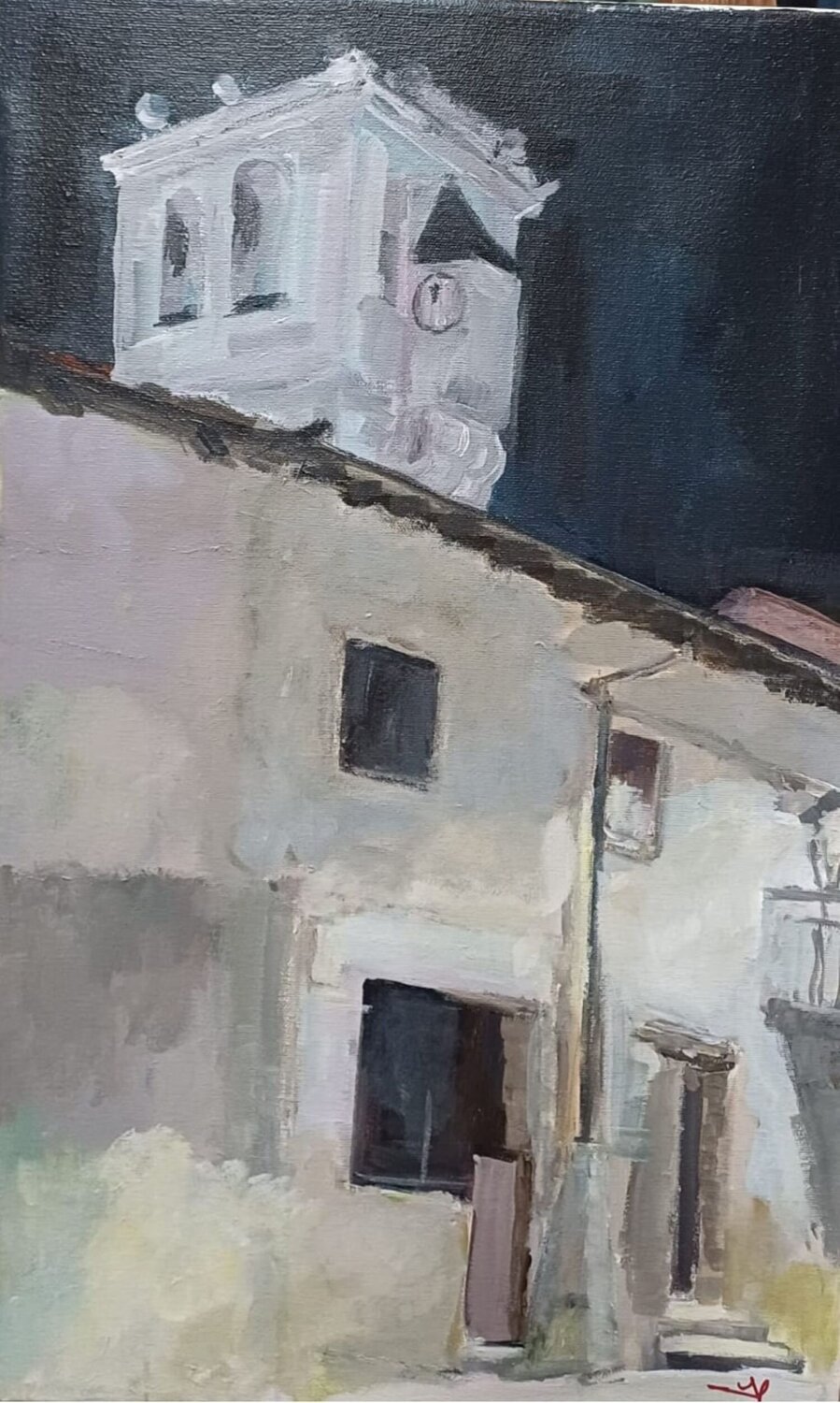 Nocturno, el Campanario Susana Martínez Orgaz Dipinto originale in vendita