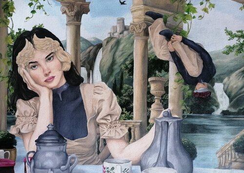 Tea with Psyche by Lucio Domingo, 油畫 for Sale on Singulart
