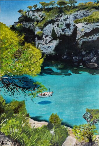 Beach in Spain by Lucio Domingo, 油畫 for Sale on Singulart
