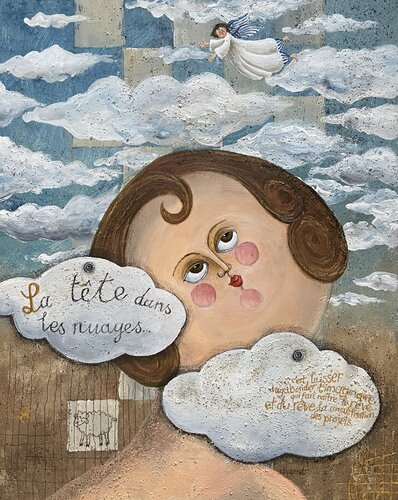 La tête dans les nuages van Carole Perret, Schilderij te koop op Singulart