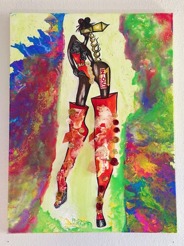 Queen Inna (Liquid Art – In-N-Out Wrappers, Earth Colors & Balance) di Dina Kabdolla, Altri media in vendita su Singulart