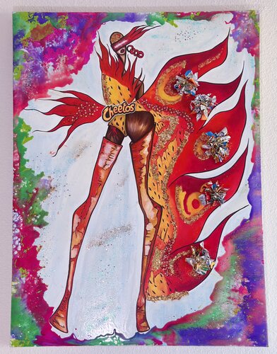 Queen Cheeta (Liquid Art – Cheetos Wrappers, Earth Colors & Bold Passion) di Dina Kabdolla, Altri media in vendita su Singulart