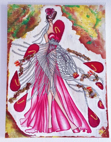 Queen Macdolena (Liquid Art – McDonald’s Wrappers, Earth Colors & Abundance) di Dina Kabdolla, Altri media in vendita su Singulart