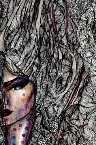 Winter — from the Changing Seasons Collection Mixed Media on Archival Giclée Print · 0.005 Micron Pen · Resin & Acrylic Finish · Swarovski Crystals and Foil Accents di Dina Kabdolla, Altri media in vendita su Singulart