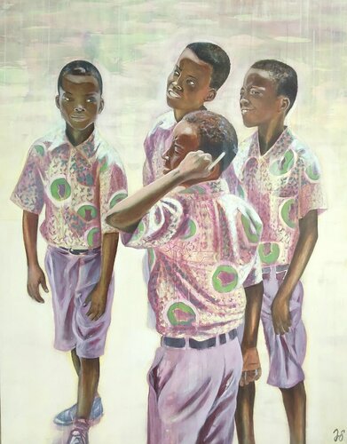 School boys in Busua, Ghana II von Julia Spada, Malerei kaufen auf Singulart