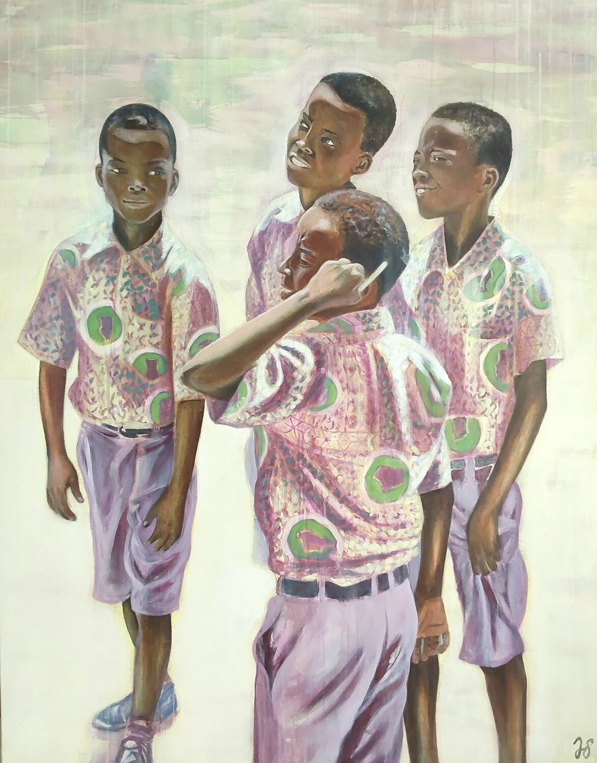 School boys in Busua, Ghana II Julia Spada Originalgemälde zu verkaufen