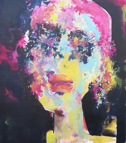 Face #110 - power of color van Monika Lehmann, Schilderij te koop op Singulart