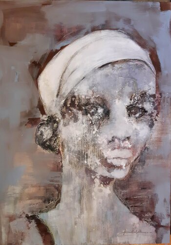 Face #106 - two colors black par Monika Lehmann, Peinture en vente sur Singulart
