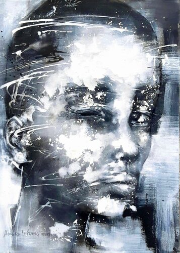 Face #124 - Black and White van Monika Lehmann, Schilderij te koop op Singulart