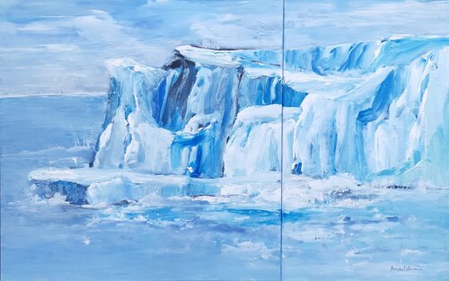 Diptychon-Eisberg von Monika Lehmann, Malerei kaufen auf Singulart