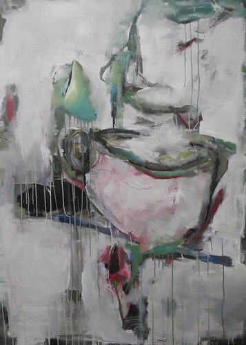 Old Pot - Pink Bowl series Pompeji di Monika Lehmann, Pittura in vendita su Singulart