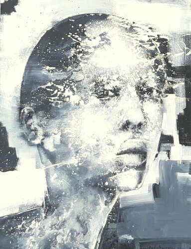 Face #121 - Black and White di Monika Lehmann, Pittura in vendita su Singulart