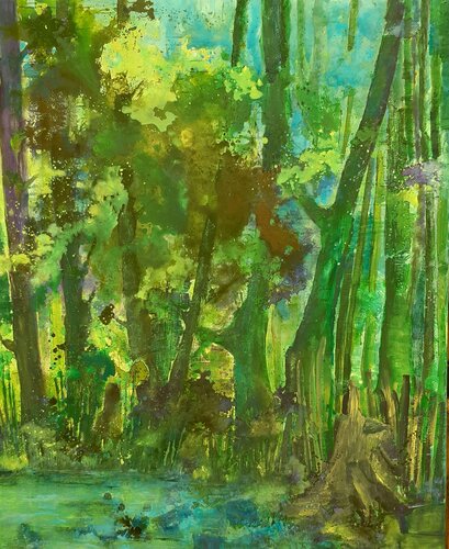 Waldliebe #2 - Lechauen di Monika Lehmann, Pittura in vendita su Singulart