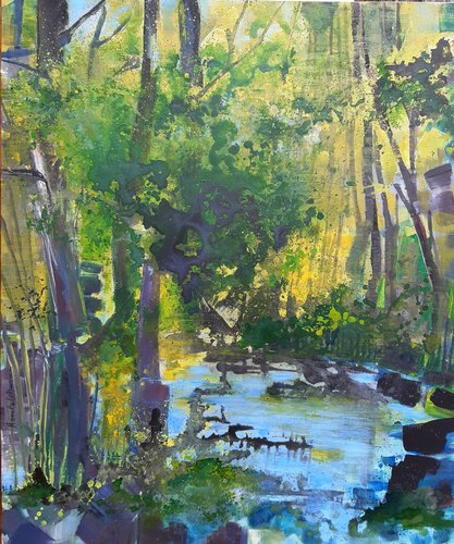 Waldliebe #1-Lechauen di Monika Lehmann, Pittura in vendita su Singulart