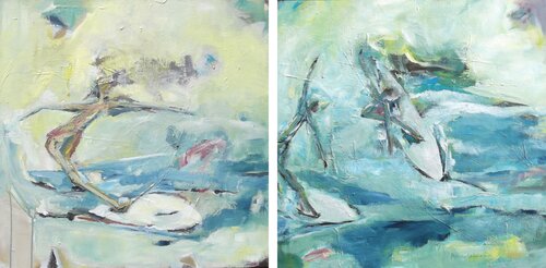 Die perfekte Welle - Diptychon van Monika Lehmann, Schilderij te koop op Singulart